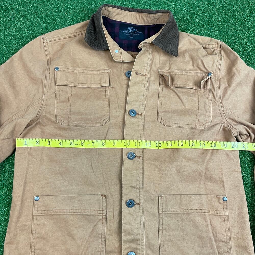 Vintage MBX Mens Brown Lined Flannel Button-up Chore Shacket Sz L - Picture 4 of 5